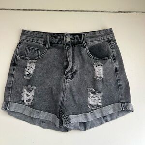 SHEIN Gray Distressed Jean Shorts